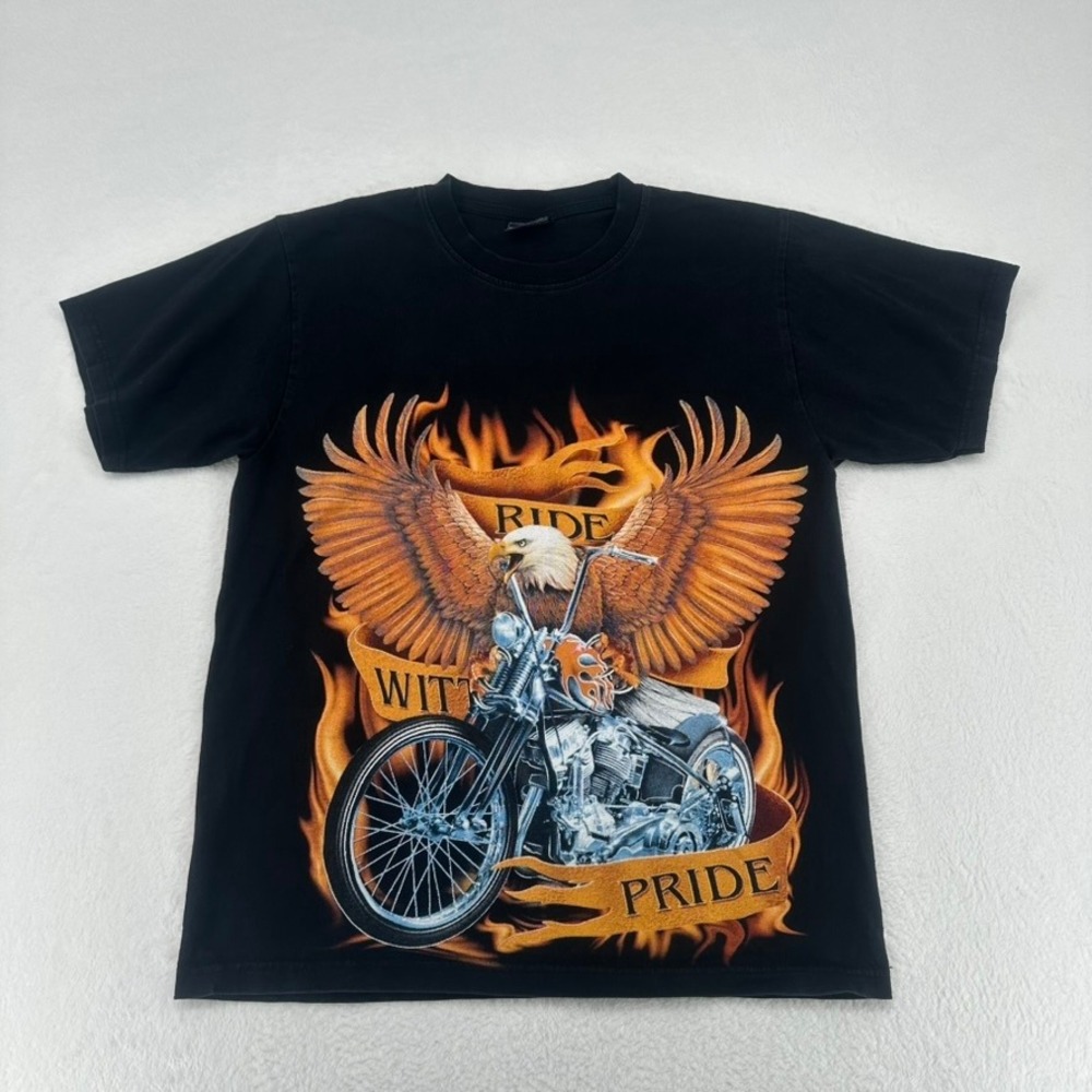 SP General Clothing Ride With Pride Eagle Motorcycle T-Shirt Black M